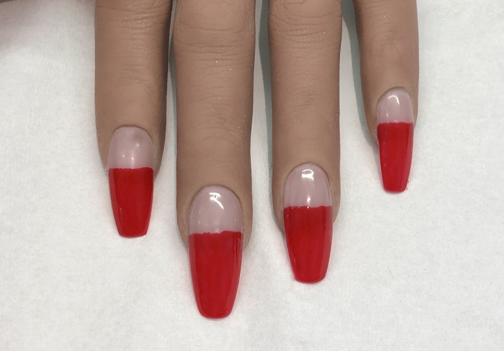 Red Ombre Coffin Nails - wide 2