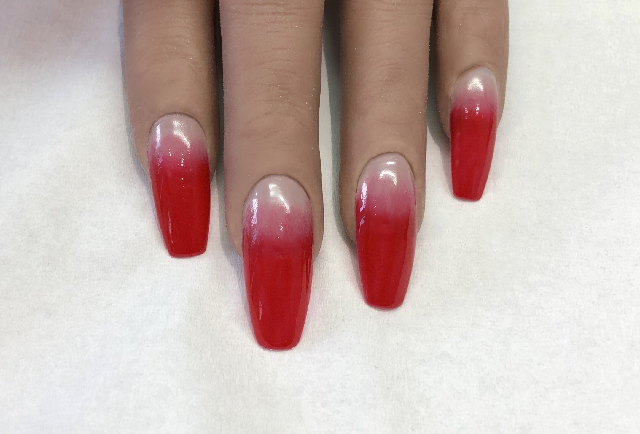 Red Ombre Coffin Nails - wide 5