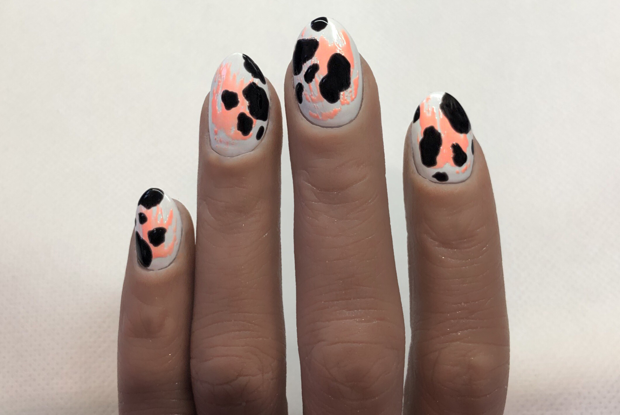 Salon System Gellux Cow Print Nail Art