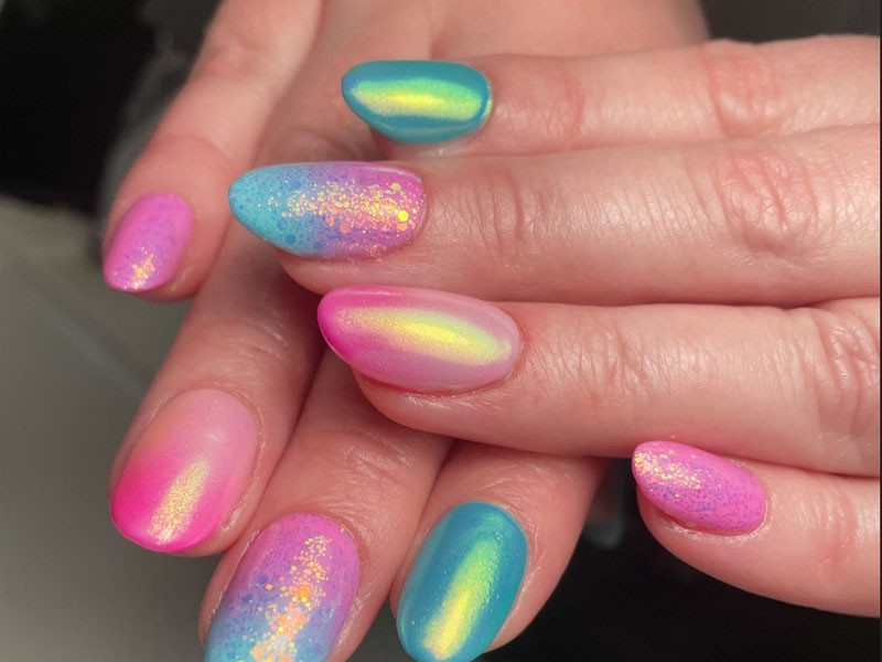 Yellow/Pink/Blue Pearly Translucent Gel Nail Strips | MoYou London