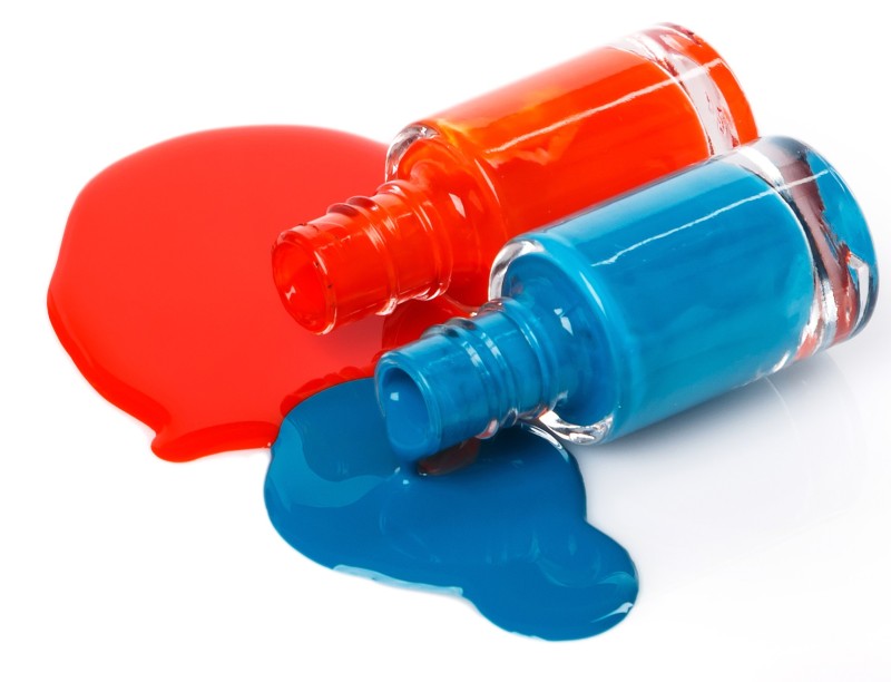 Blue and orange nail polish